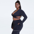 Femmes plus taille athlétique us Criss Cross Top et leggings ensembles de fitness Vêtements à manches longues